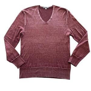 John Varvatos Burgundy Silk Cashmere V-Neck Sweater Men’s Large Lightweight